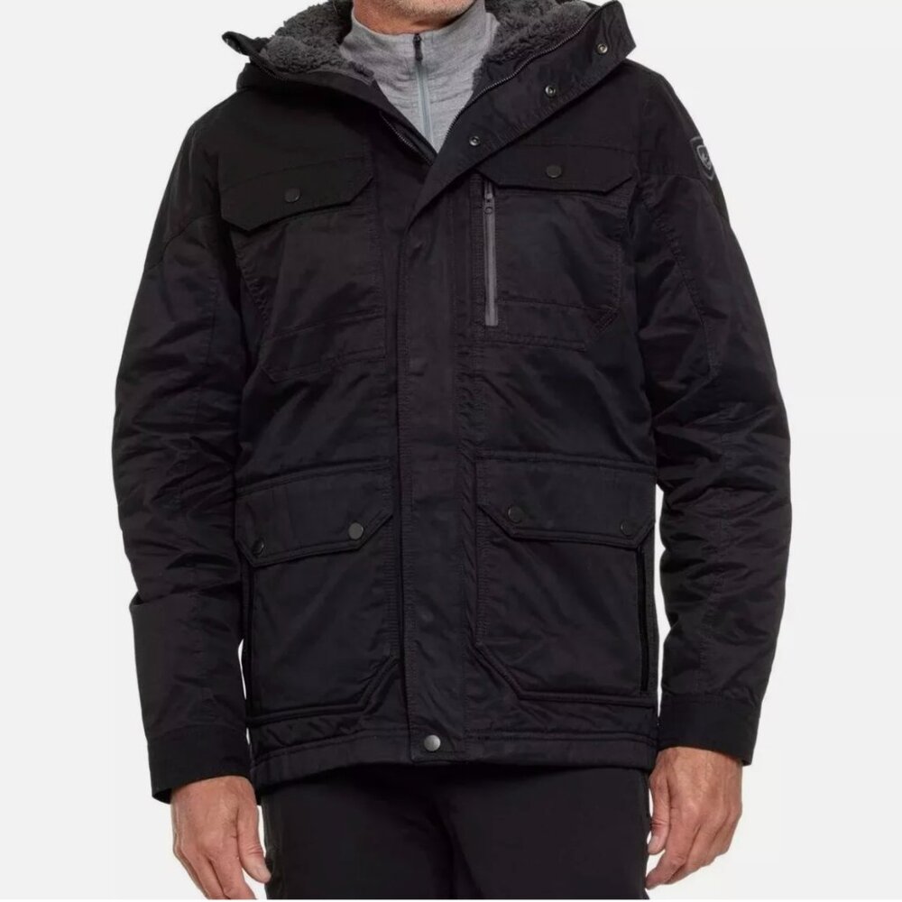 Kuhl NWT Kollusion Mens Jacket Fleece Lined Size M Hooded Black NEW